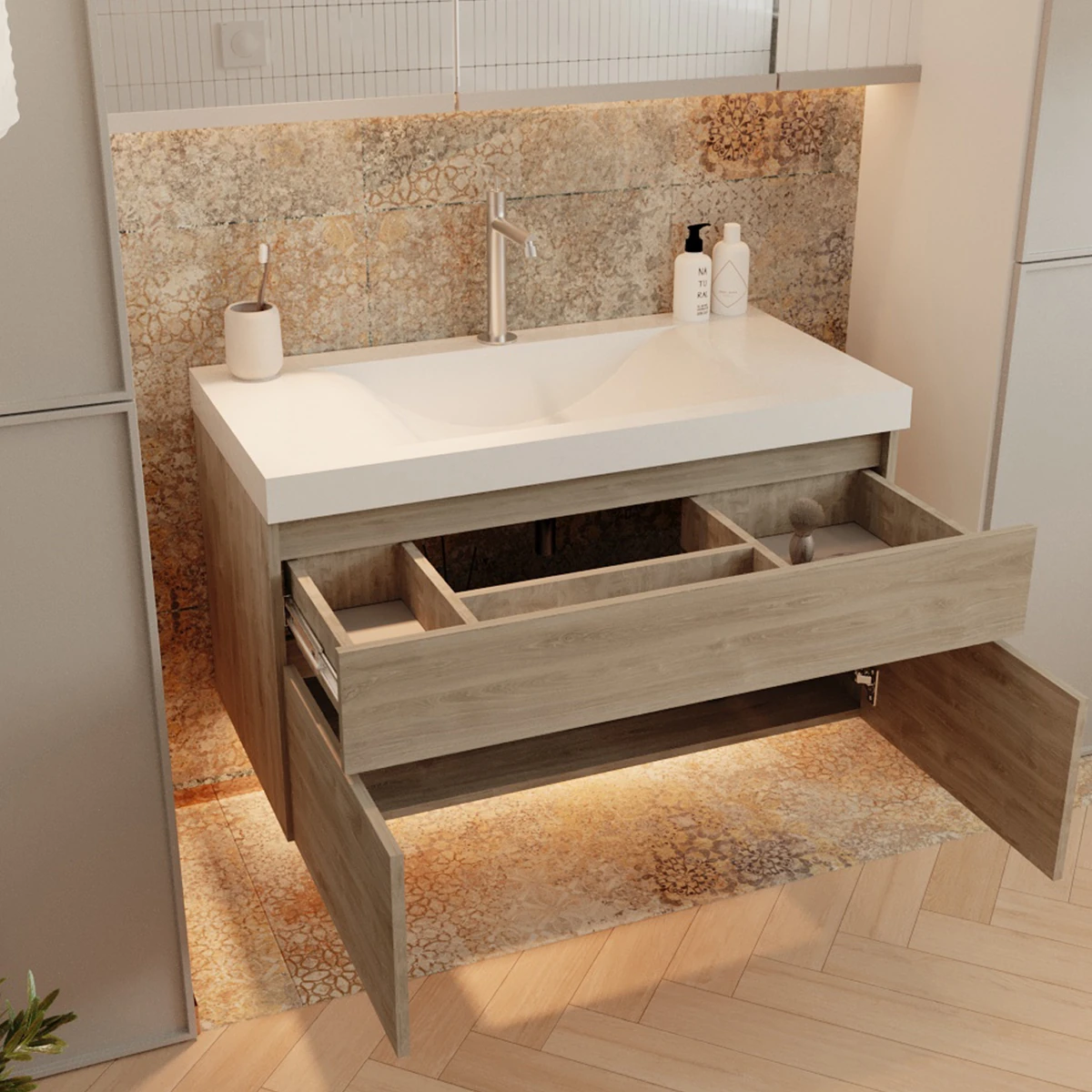 KIT LVM OSLO 124X48 BLANCO-MUEBLE MACAO SODER/MALI REF:VBAN13-0177-000-0100 - Imagen 2