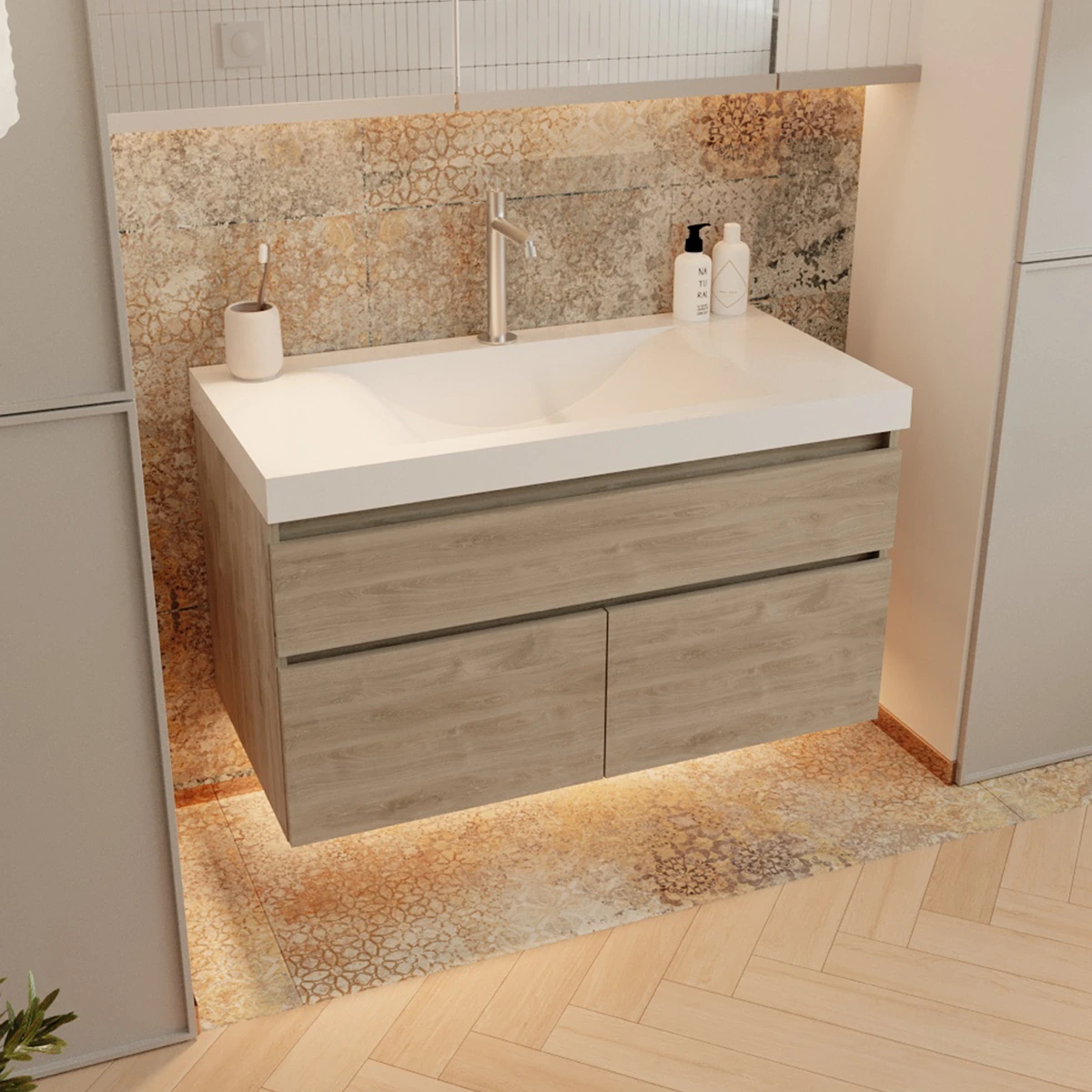 KIT LVM OSLO 124X48 BLANCO-MUEBLE MACAO SODER/MALI REF:VBAN13-0177-000-0100