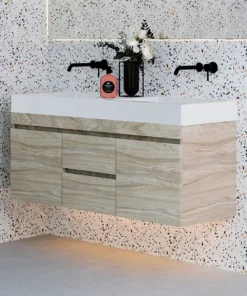 Alternative view of KIT LVM OSLO 124X48 BCO-MUEBLE VITELI LVM CAN2MM CIERRE LENTO OCULTO MITTE/TAMBO