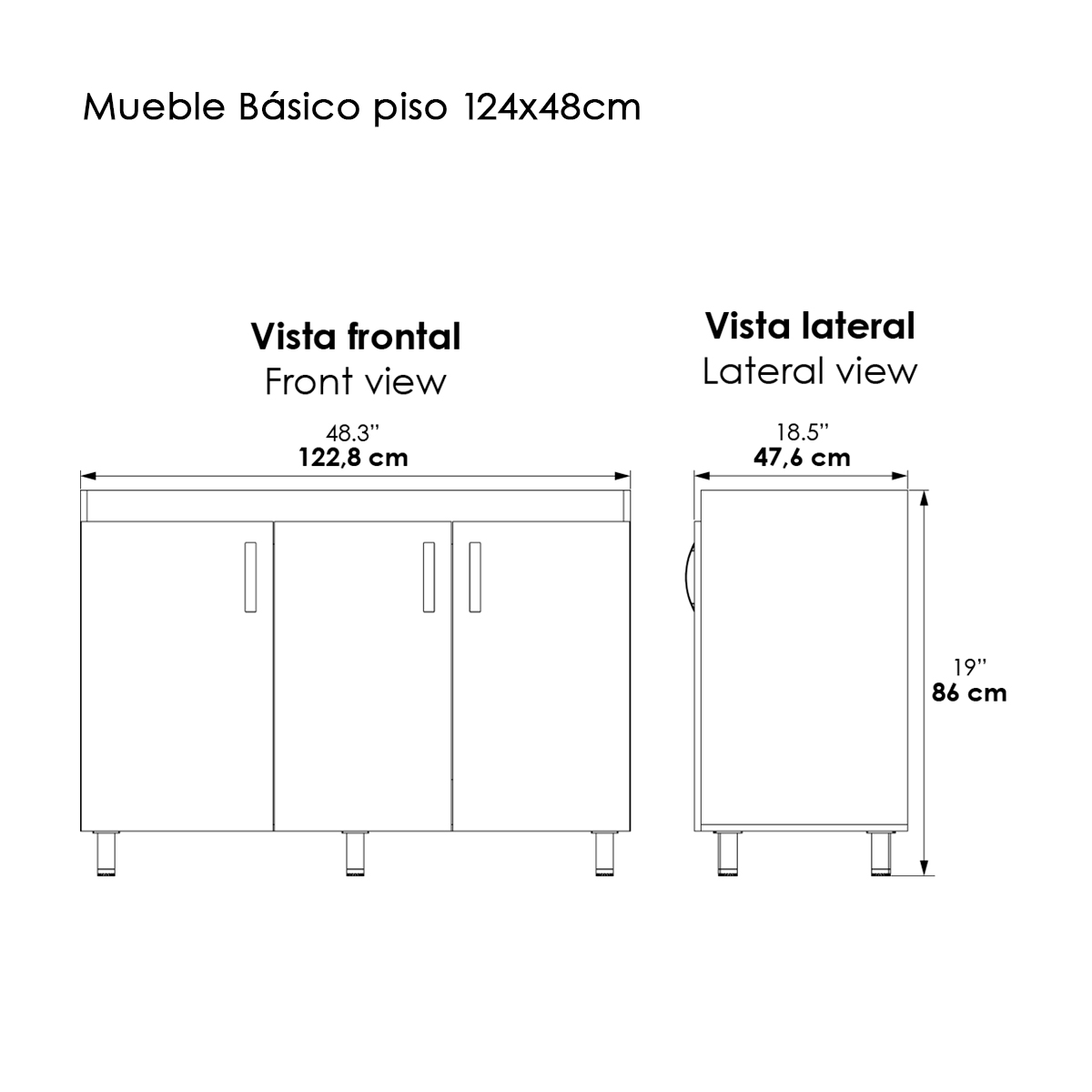 KIT LVM OSLO 124X48 BCO-MBL BASICO PISO MITTE/TAMBO REF: VBAN03-1151-000-0100 - Imagen 3