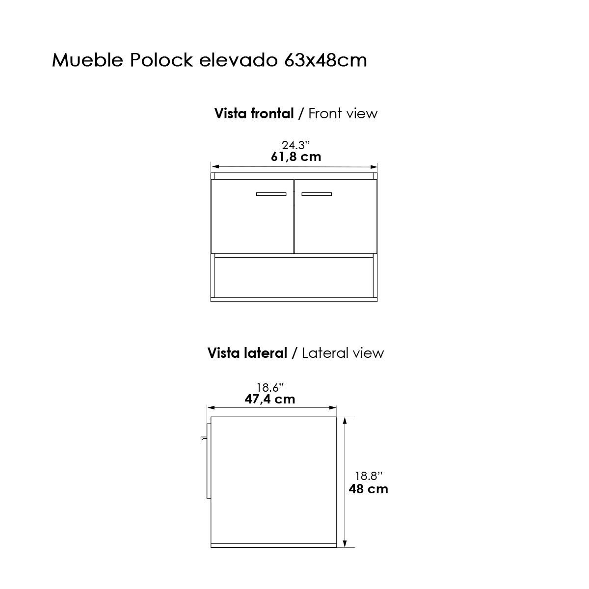 KIT LVM OSLO 63X48 BLANCO MUEBLE POLOCK ELEVADO AUSTRAL REF VBAN03-2510-000-0100 - Imagen 5