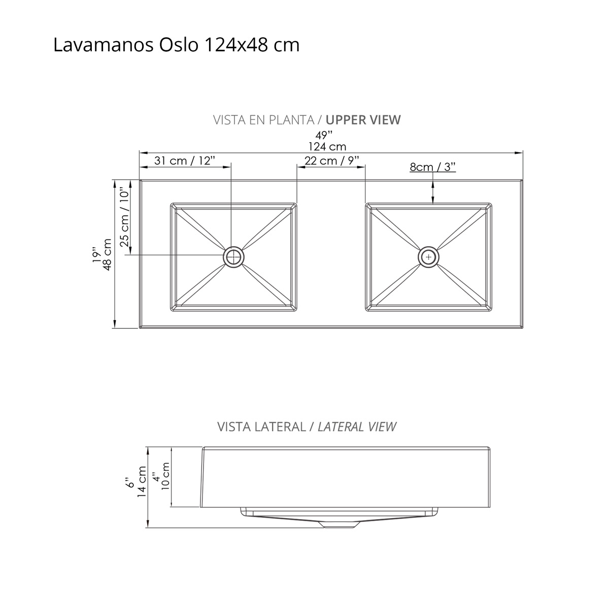 KIT LVM OSLO 124X48 BCO-MUEBLE VITELI LVM CAN2MM CIERRE LENTO OCULTO MITTE/TAMBO - Imagen 4